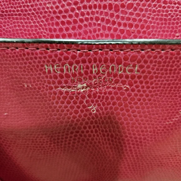 HENRI BENDEL Pink Handbag, Pink Snake Skin Purse, Some Peeling, See Pics - Picture 6 of 9